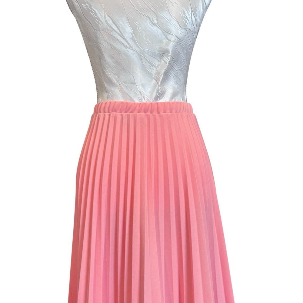 Vintage 80s Pleated Pink Midi Skirt Sz Medium - Picture 7 of 14